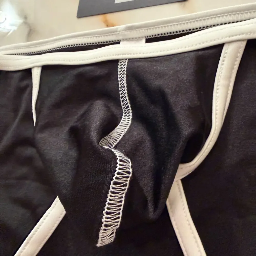 NEW N2N Bodywear Mens University String Swim Bikini Color Black Size Large